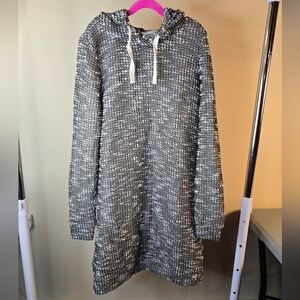 Fabletics Yukon Sweater Dress Hooded Knit Black White Size Small